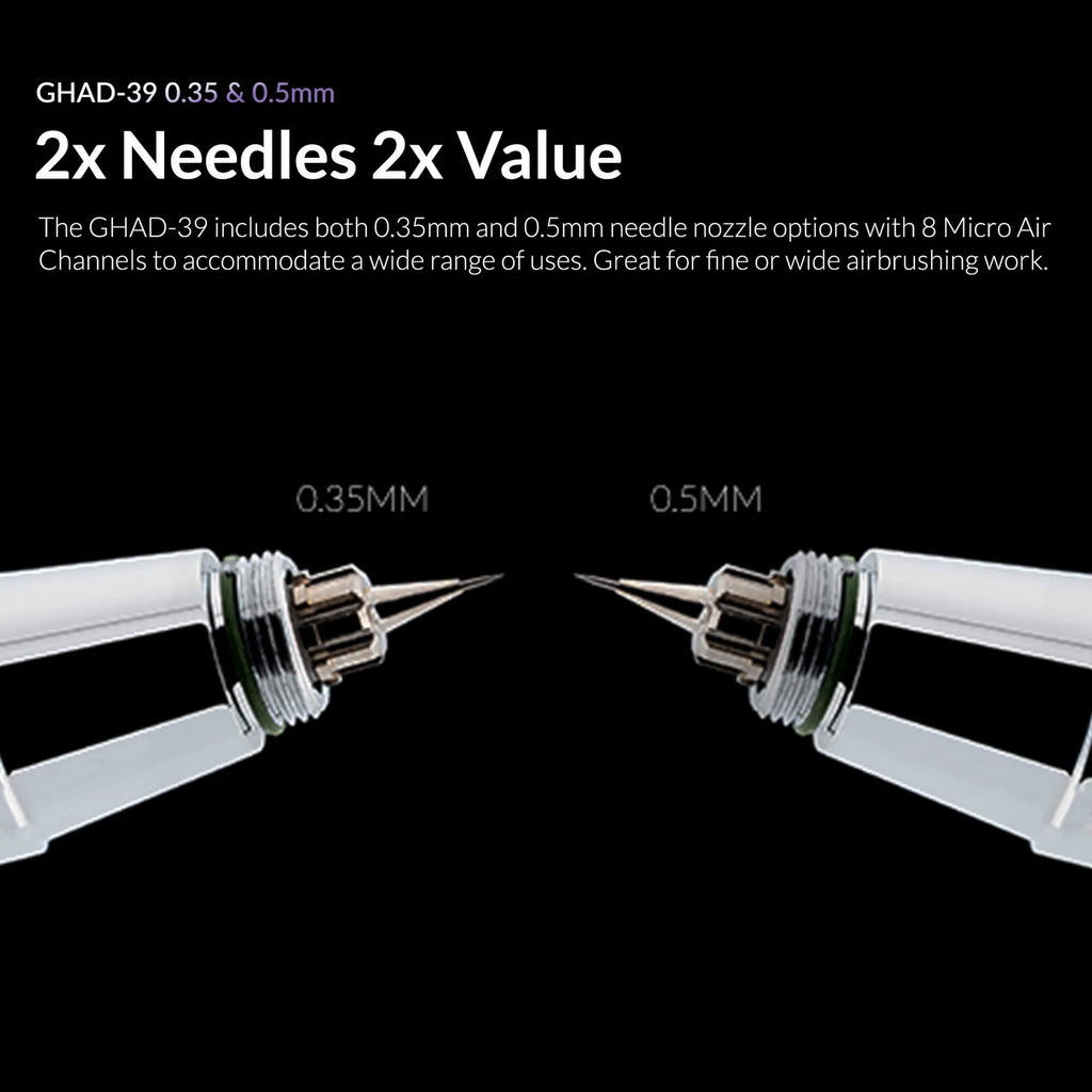 Gaahleri GHAD-39 interchangeable 0.35mm and 0.5mm airbrush needle setup