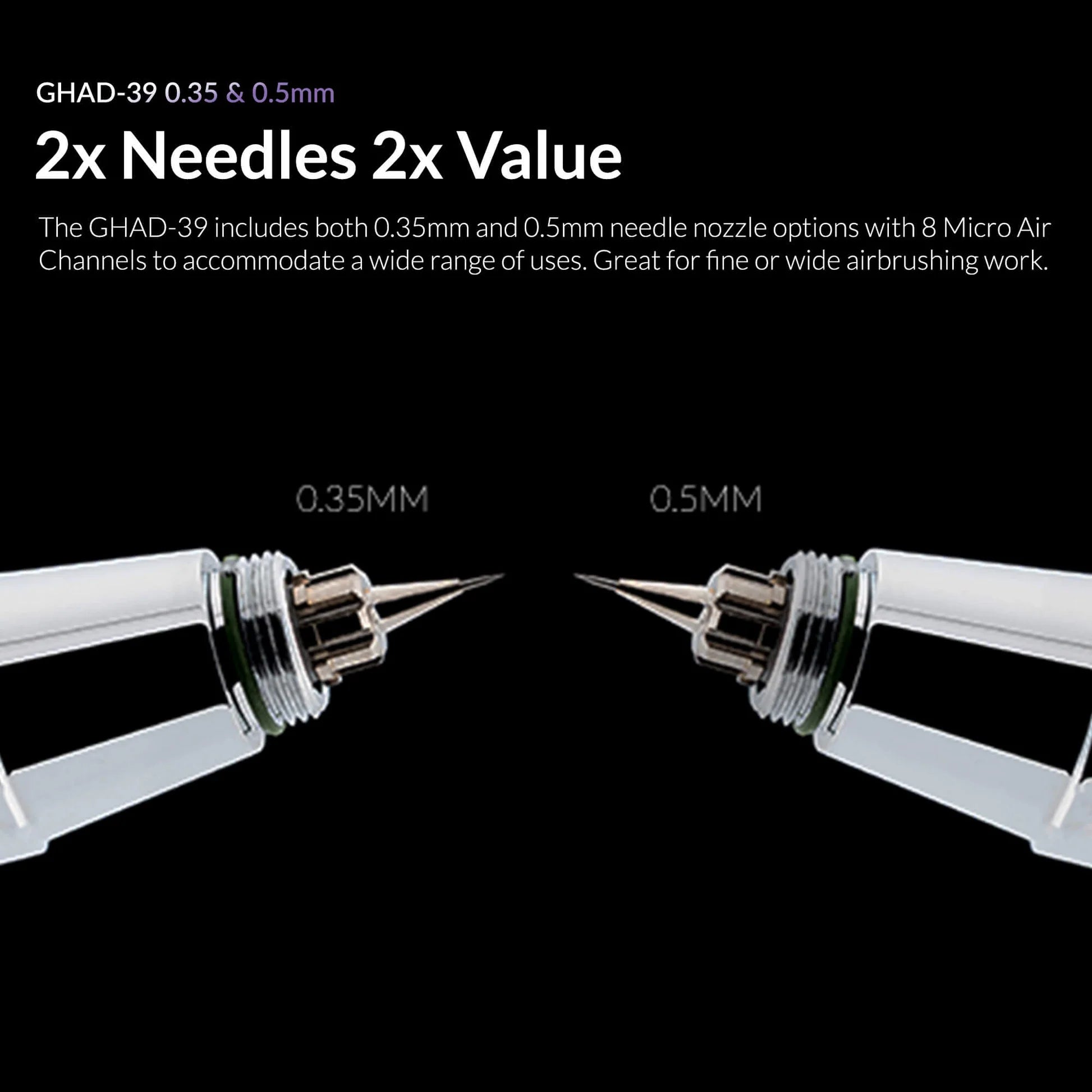 Gaahleri GHAD-39 interchangeable 0.35mm and 0.5mm airbrush needle setup