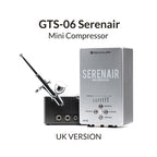 Gaahleri GTS-06 Serenair mini compressor with CS-36 airbrush UK version front view on white background