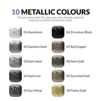 gaahleri metallic marker colour chart aluminium stainless steel dark iron gun metal gold
