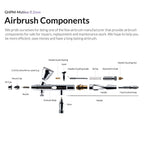 Gaahleri Mobius 0.2mm airbrush parts diagram showing needle nozzle and components