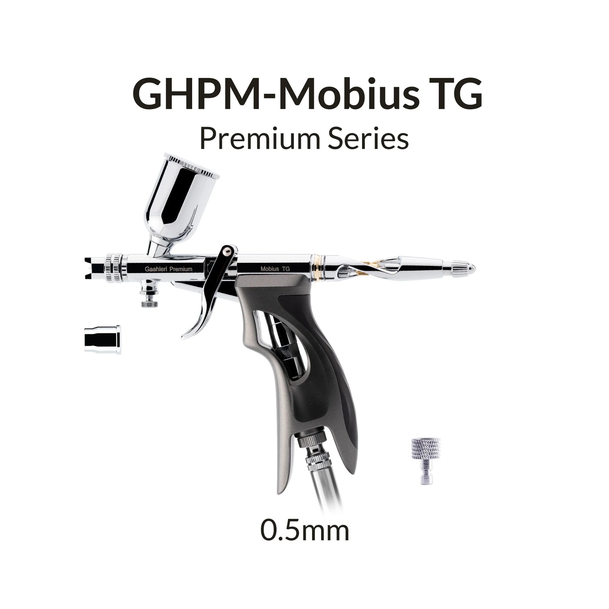 Gaahleri Mobius TG 0.5mm premium trigger airbrush with fan and round spray caps