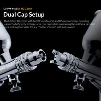 Gaahleri Mobius TG 0.5mm airbrush fan cap and round cap setup
