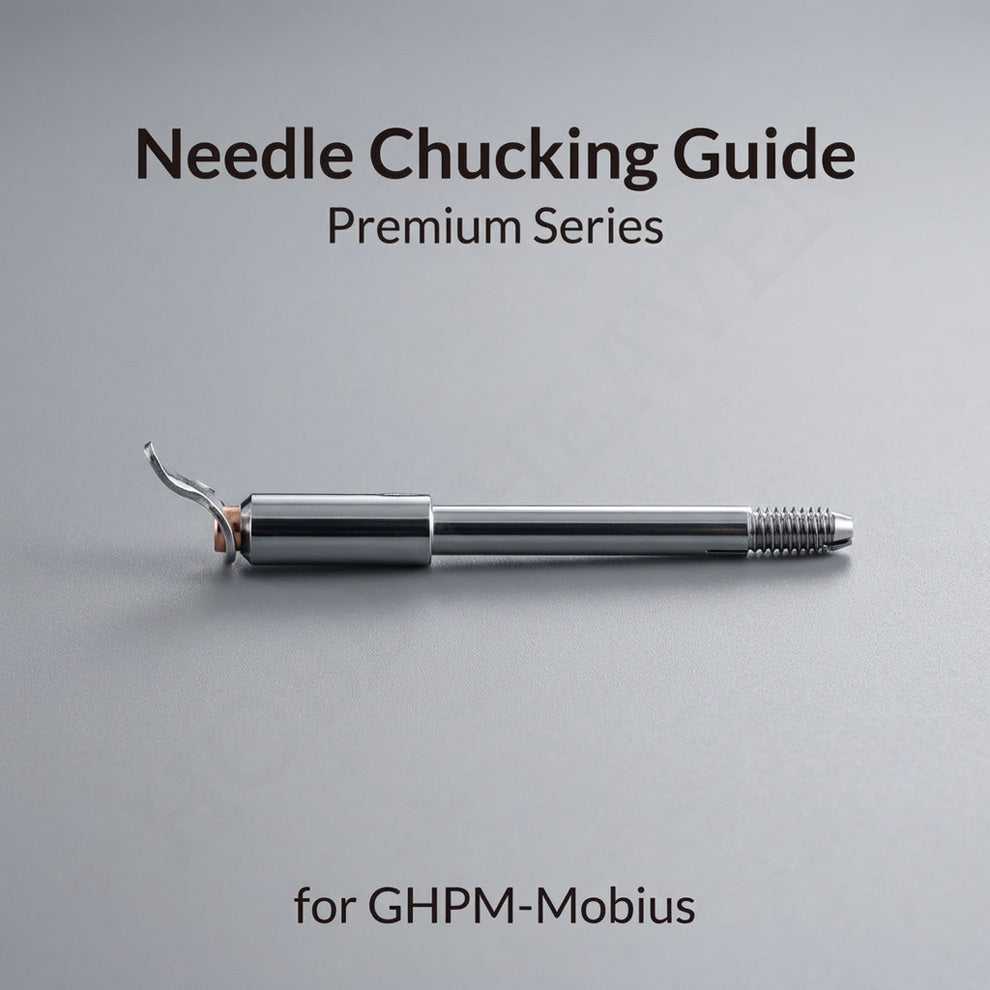 Gaahleri needle chucking guide for Premium Mobius GHPM showing polished metal body with needle clamp and thread - Hobby Heaven
