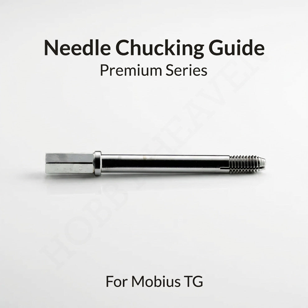 Gaahleri needle chucking guide for Mobius TG showing hex-profile body with thread and spring seat - Hobby Heaven