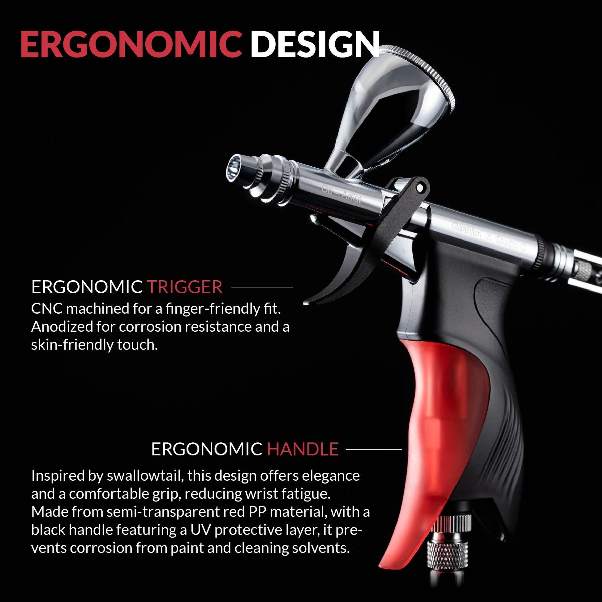 Gaahleri Swallowtail Studio G ergonomic trigger airbrush design