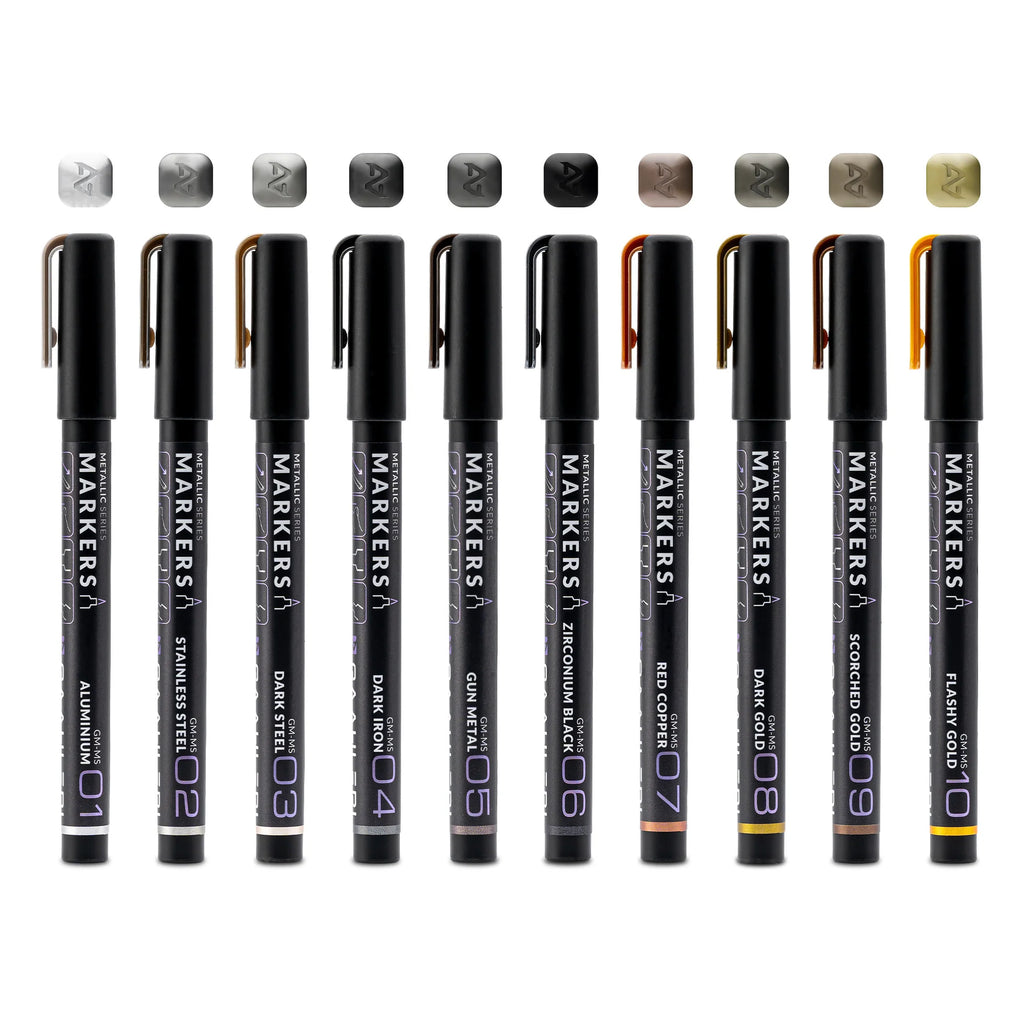 gaahleri metallic series markers lineup aluminium steel gun metal gold colours