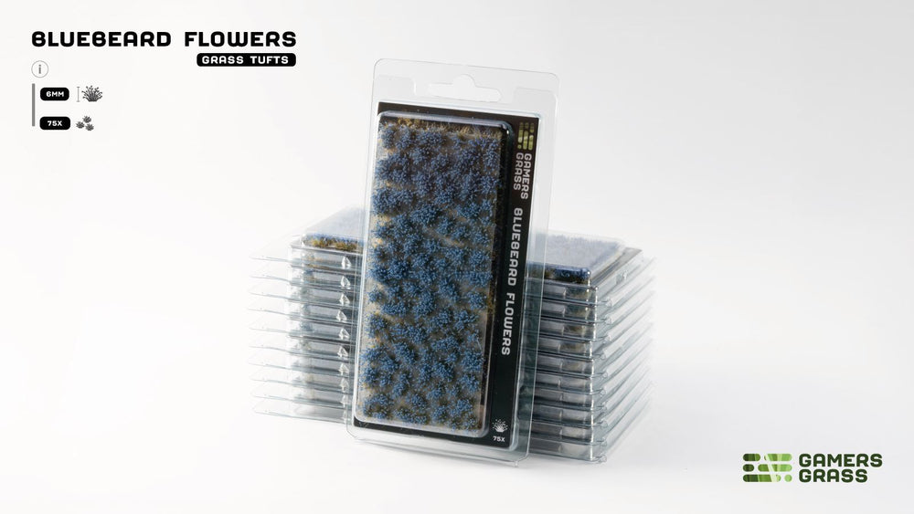Gamers Grass Bluebeard Flowers Tufts – 6mm self-adhesive grass tufts pack, 75x for miniature bases and dioramas