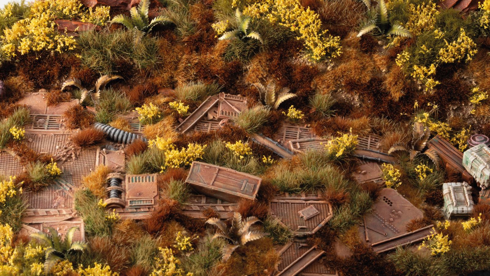 Gamers Grass Broom Flowers Tufts used on scenic diorama terrain with shrubs, grass and wargaming bases