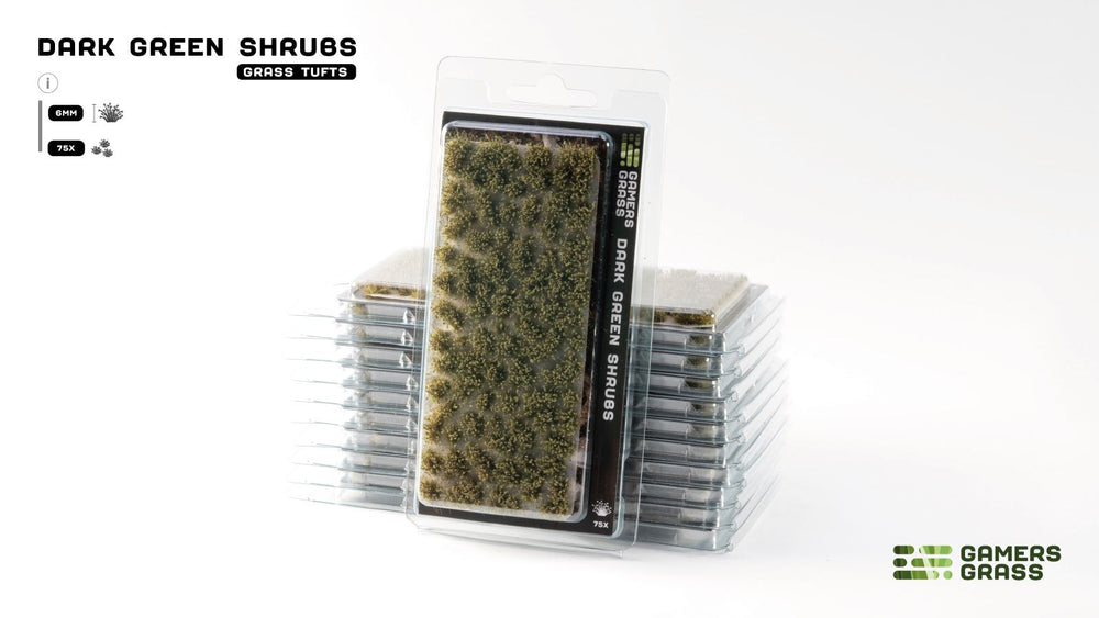 Gamers Grass Dark Green Shrubs blister pack 6mm tufts for scale models