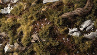 Gamers Grass Dark Green Shrubs tufts applied on diorama base terrain

