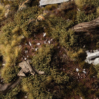 Gamers Grass Dark Green Shrubs tufts applied on diorama base terrain