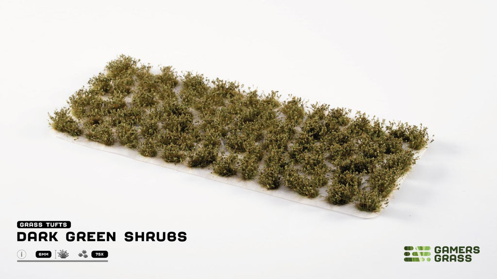 Gamers Grass Dark Green Shrubs sheet 75 tufts for miniatures and wargaming