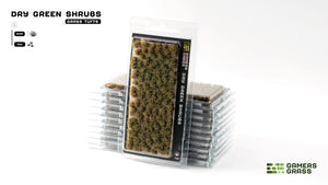 Blister pack of Gamers Grass Dry Green Shrubs 6mm tufts