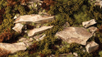 Diorama scene with Gamers Grass Dry Green Shrubs among rocks and vegetation