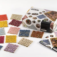 Alt: Gamers Grass Flowers Core Set box with colorful flower tufts displayed