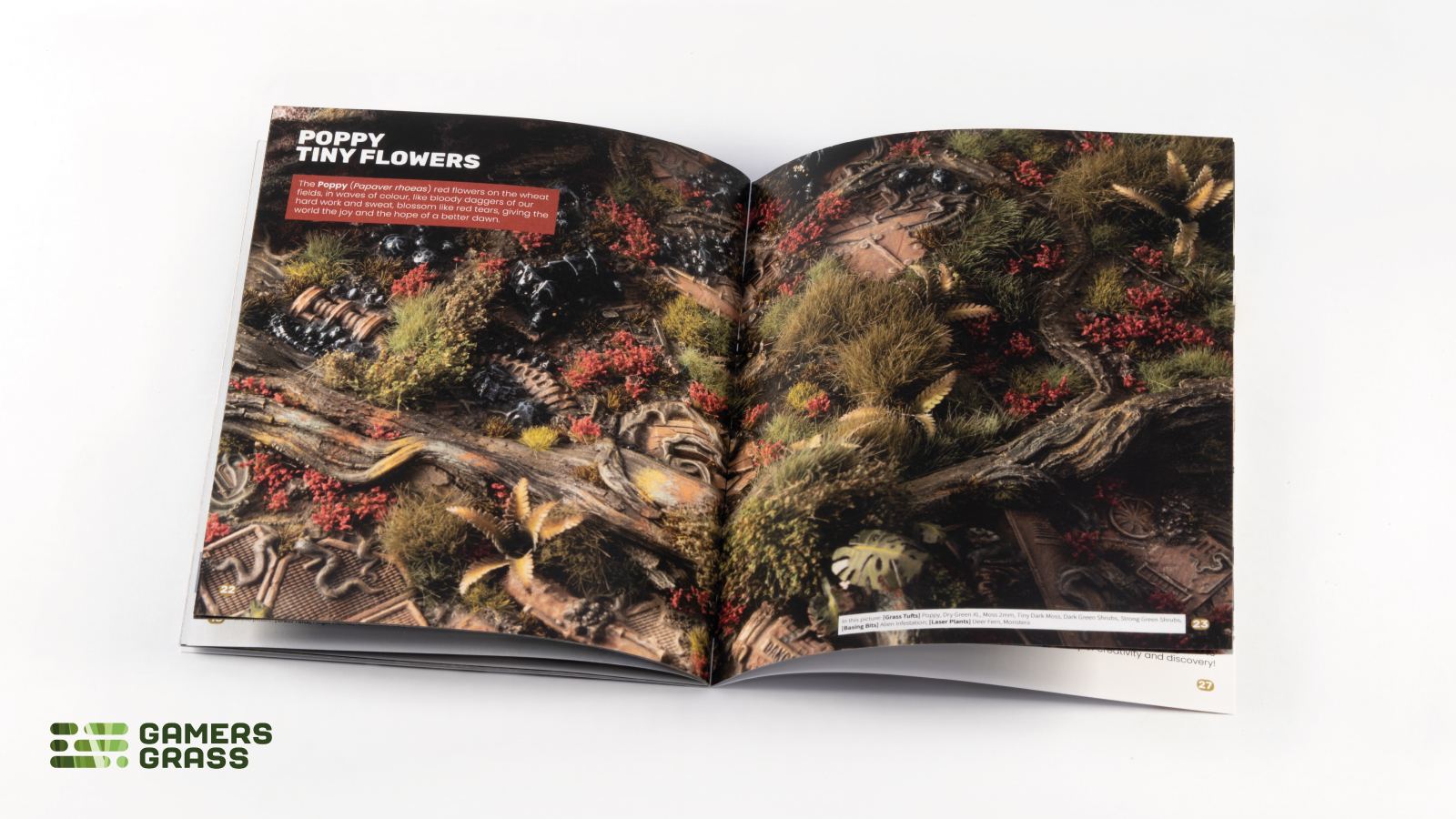 Gamers Grass Flowers Core Set catalog pages with Forget-me-not and Garnet Tulip Tiny Flowers