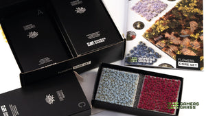 Gamers Grass Flowers Core Set packaging with flower tuft sheets inside