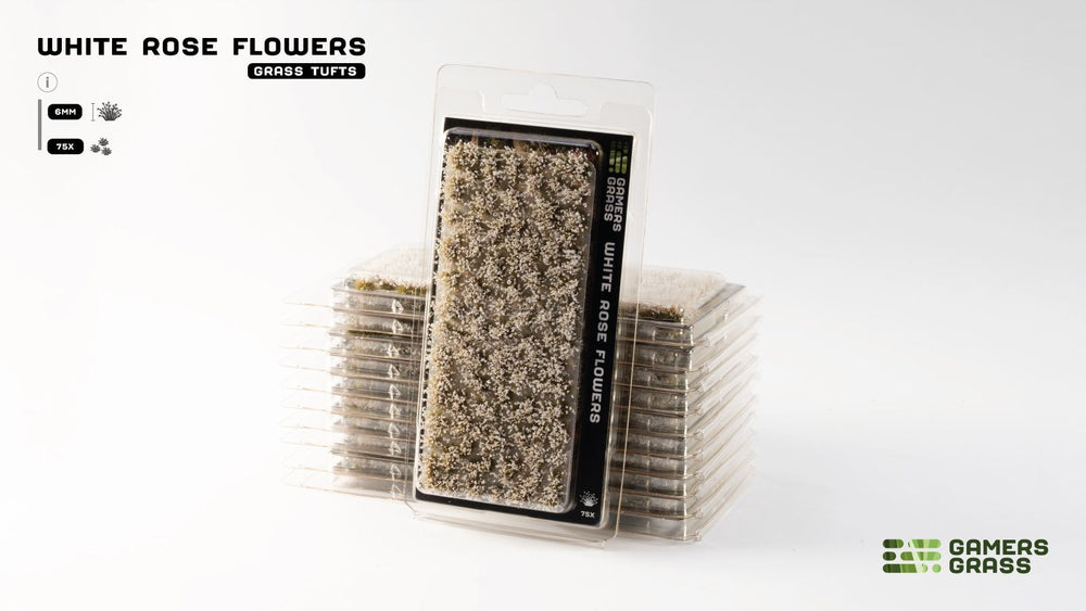 Gamers Grass White Rose Flowers Tufts – 6mm self-adhesive tufts pack, 75x for miniature bases and dioramas