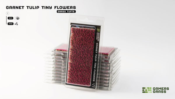 blister packaging Gamers Grass garnet tulip tiny flowers miniature tufts for scale models and dioramas