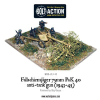 Detailed anti-tank miniatures from the Bolt Action German Fallschirmjäger Starter Army.
