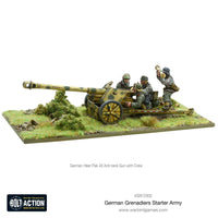 Artillery miniatures from the Bolt Action German Grenadiers Starter Army, featuring finely detailed WWII weaponry.
