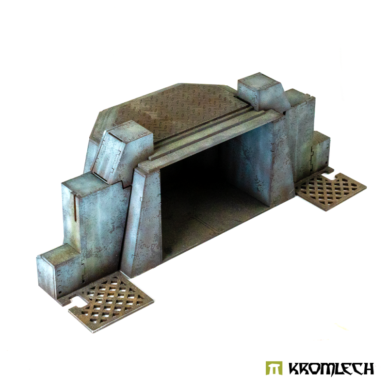 Rear corner of the Gladius Sentry Gun Nest: open back and grated floor plate
