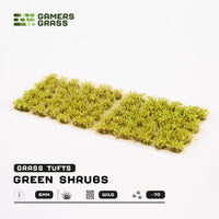 Sheet of 70 Green Shrub - Wild tufts, displaying variety of shapes and sizes of realistic, bright green leaf-covered shrubs
