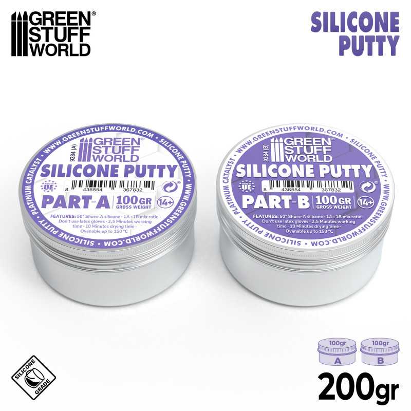 Green Stuff World Blue Silicone Putty 200g Part A and Part B containers