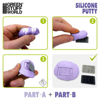 Step by step mixing and pressing Green Stuff World Blue Silicone Putty for moulding