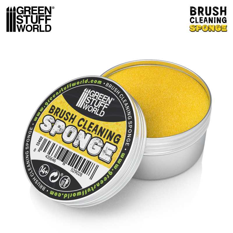 Brush Cleaning Sponge by Green Stuff World – reusable sponge in metal tin for quick brush cleaning