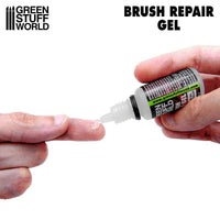 Applying Green Stuff World Brush Repair Gel to reshape and restore paintbrush tips
