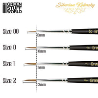Green Stuff World GOLD SERIES Kolinsky Brush Set – Premium Miniature Paint Brushes 00–2 in Protective Case