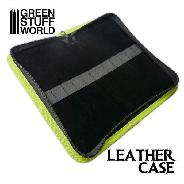 Green Stuff World leather-style folding case for brushes and sculpting tools – empty storage wallet