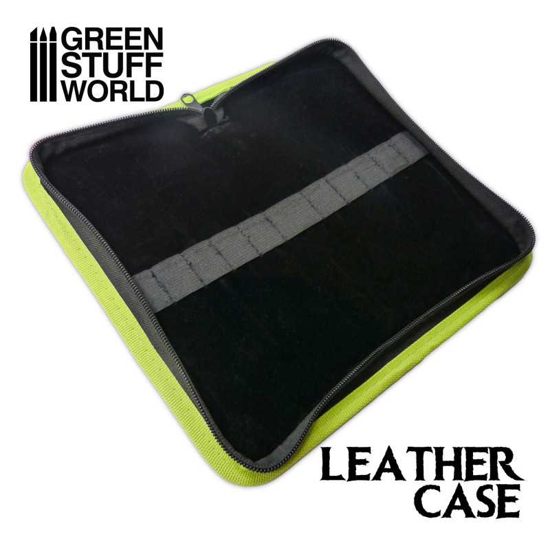 Green Stuff World leather-style folding case for brushes and sculpting tools – empty storage wallet