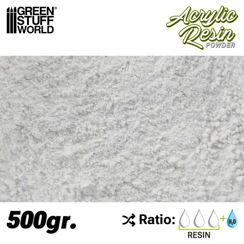 Close-up texture of GSW Acrylic Resin 500g powder used for casting terrain