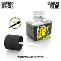 Open Cement Glue bottle with fine brush applicator for plastic models
