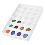 Reusable miniature painting mixing tray with 24 push pop silicone cups
