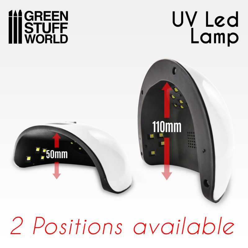 GSW UV LED Lamp demonstrating two arch positions for different curing heights