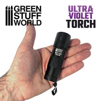 Compact GSW Ultraviolet Torch shown in hand for scale