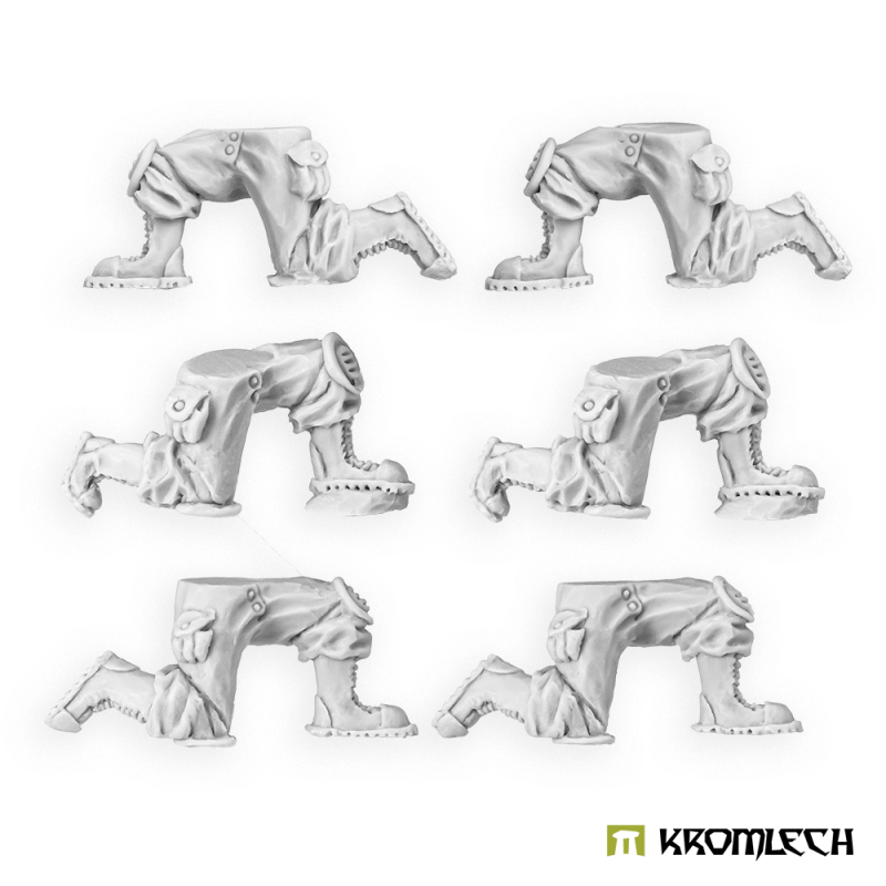 Kromlech Guardsmen Kneeling Legs unpainted resin: six kneeling leg sets, three designs twice