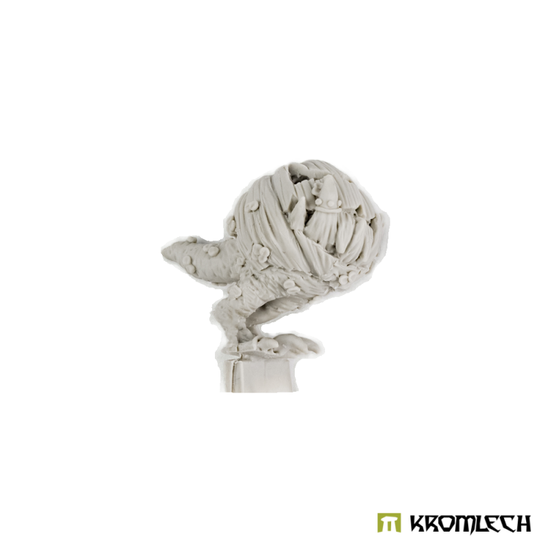 Kromlech Halloween Pumpkin Gnaw as supplied: one unpainted resin casting on its pouring plug, pumpkin head and tail visible