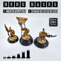 Hero Bases – Custodes miniatures on Rise, Ascend and Step bases, compatible with OBS system.
