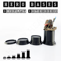 Hero Bases Display Extenders – plinth style bases for miniature display and painting competitions.
