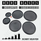 Hero Bases Display Extenders – round display bases for miniatures, compatible with OBS system.