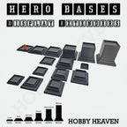 Hero Bases Display Extenders – square plinth bases for tabletop miniatures and painting competitions.
