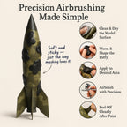 Full instructional set showing all steps of masking and painting with HHP-1001 putty on scale model