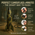 Camouflage putty masking process displayed in realistic workshop scene – premium branding visual for HHP-1001