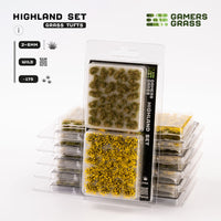 Gamers Grass Highland Tuft Set packaging, featuring diverse upland landscape and vegetation imagery
