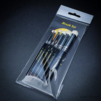 Packaged Hobby Heaven 6-piece dry brush set in clear retail bag, ideal for miniature and model painting.
